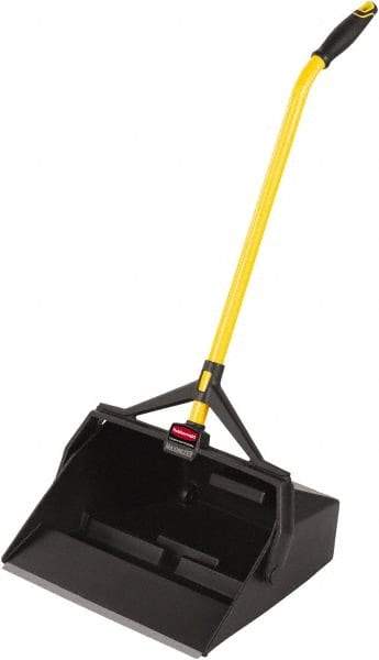 Rubbermaid - 16-7/8" Wide x 29" Deep x 12" High Handheld Dustpan - Plastic Body, 27" Handle, Black - USA Tool & Supply