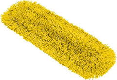 Rubbermaid - 25-1/4" Long x 5-1/2" Wide Cotton Blend Dust Mop Pad - Hook & Loop, Yellow, Rectangular Head, Launderable - USA Tool & Supply