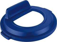 Rubbermaid - Round Lid for Use with 32 Gal Round Recycle Containers - Blue, Polyethylene, For Brute Trash Cans - USA Tool & Supply