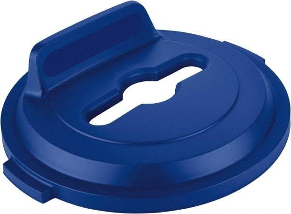 Rubbermaid - Round Lid for Use with 32 Gal Round Recycle Containers - Blue, Polyethylene, For Brute Trash Cans - USA Tool & Supply