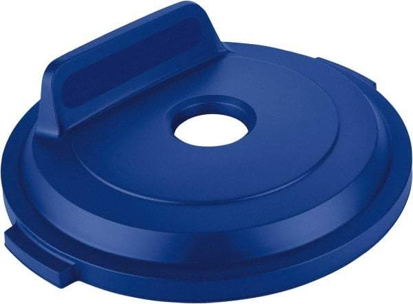 Rubbermaid - Round Lid for Use with 32 Gal Round Recycle Containers - Blue, Polyethylene, For Brute Trash Cans - USA Tool & Supply