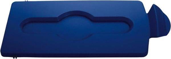 Rubbermaid - Rectangle Lid for Use with 23 Gal Rectangular Recycle Containers - Blue, Polypropylene, For Slim Jim Trash Cans - USA Tool & Supply