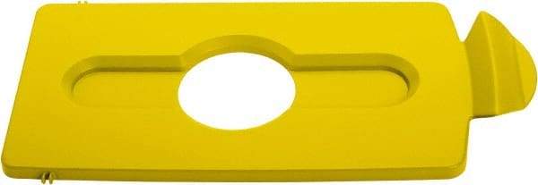 Rubbermaid - Rectangle Lid for Use with 23 Gal Rectangular Recycle Containers - Yellow, Polypropylene, For Slim Jim Trash Cans - USA Tool & Supply