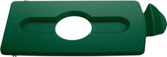 Rubbermaid - Rectangle Lid for Use with 23 Gal Rectangular Recycle Containers - Green, Polypropylene, For Slim Jim Trash Cans - USA Tool & Supply