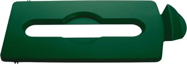 Rubbermaid - Rectangle Lid for Use with 23 Gal Rectangular Recycle Containers - Green, Polypropylene, For Slim Jim Trash Cans - USA Tool & Supply