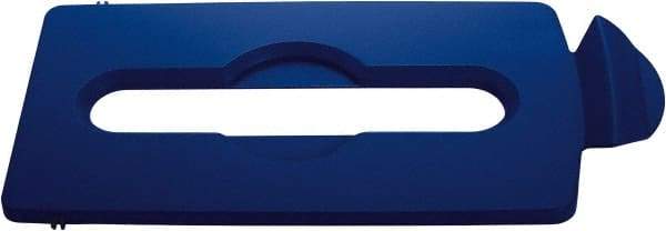 Rubbermaid - Rectangle Lid for Use with 23 Gal Rectangular Recycle Containers - Blue, Polypropylene, For Slim Jim Trash Cans - USA Tool & Supply