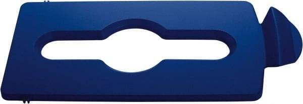 Rubbermaid - Rectangle Lid for Use with 23 Gal Rectangular Recycle Containers - Blue, Polypropylene, For Slim Jim Trash Cans - USA Tool & Supply