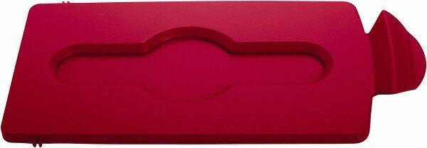 Rubbermaid - Rectangle Lid for Use with 23 Gal Rectangular Recycle Containers - Red, Polypropylene, For Slim Jim Trash Cans - USA Tool & Supply