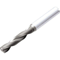 Kennametal - 8.5mm 138° Spiral Flute Solid Carbide Screw Machine Drill Bit - AlTiN Finish, Right Hand Cut, 47mm Flute Length, 89mm OAL, SGL Point, Straight Shank, Through Coolant - USA Tool & Supply