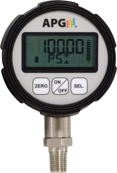 Made in USA - 3-1/4" Dial, 1/4 Thread, 0-100 Scale Range, Pressure Gauge - Bottom Connection Mount, Accurate to 0.0025% of Scale - USA Tool & Supply
