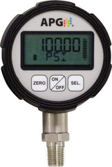 Made in USA - 3-1/4" Dial, 1/4 Thread, 0-100 Scale Range, Pressure Gauge - Bottom Connection Mount, Accurate to 0.0025% of Scale - USA Tool & Supply