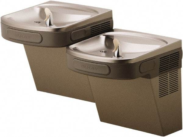 ELKAY - 8 GPH Cooling Capacity Barrier Free Wall Mounted Water Cooler & Fountain - Bi-Level, 20 to 100 psi, 115 Volts, 370 Watts, 4.0 Full Load Amperage, 0.5 hp, Copper - USA Tool & Supply