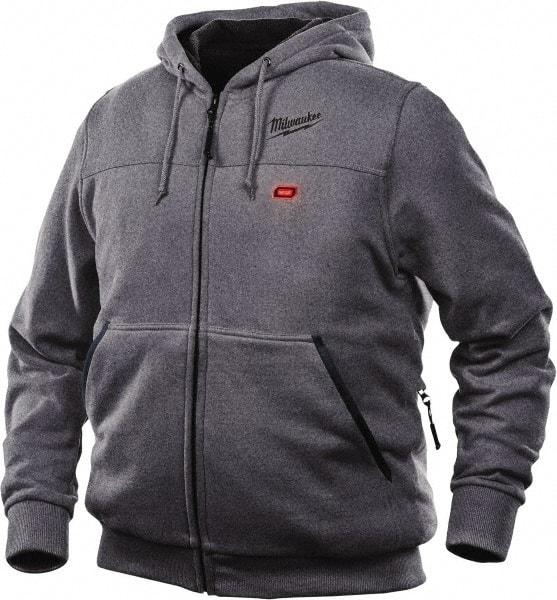 Milwaukee Tool - Size L Heated Sweatshirt - Gray, Polyester, Zipper Closure, 42 to 44" Chest - USA Tool & Supply