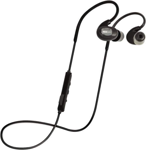 ISOtunes - Reusable, 27 dB Behind Neck Noise Isolating Earbud - ANSI S3.19-1974 Specification, Black Cup, Black Plug - USA Tool & Supply