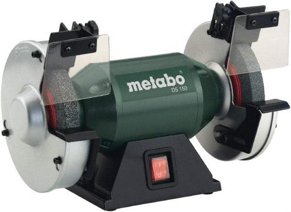 Metabo - 6" Wheel Diam x 3/4" Wheel Width, 0.4 hp Bench Grinder - 1/2" Arbor Hole Diam, 1 Phase, 3,570 Max RPM, 120 Volts - USA Tool & Supply