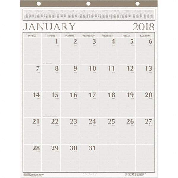 House of Doolittle - 12 Sheet, 20 x 26", Wall Calendar - Beige - USA Tool & Supply