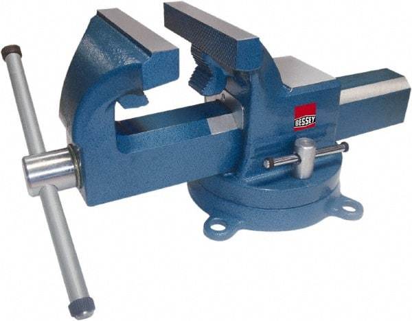 Bessey - 5" Jaw Width, 6-1/2" Opening Capacity, 3" Throat Depth, Steel Swivel Bench Vise - Bolt Down Base Attachment - USA Tool & Supply