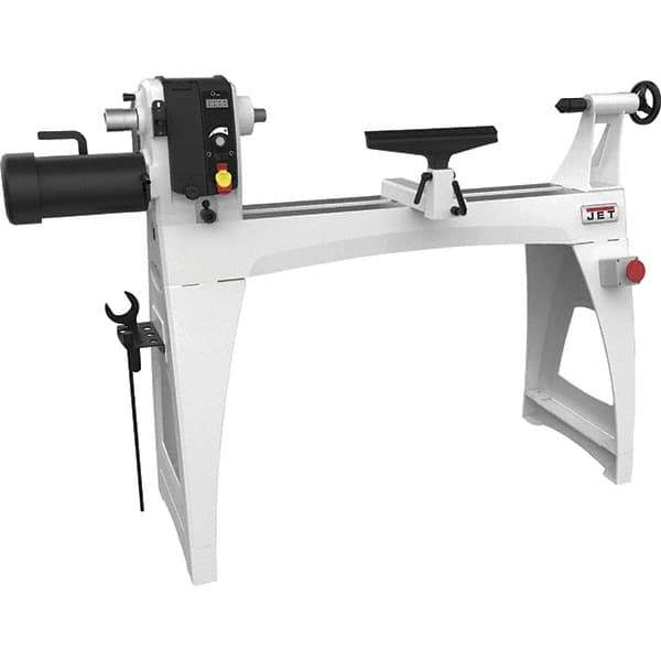 Jet - 18-1/2" Swing, 40" Distance Between Center, Woodworking Lathe - 2MT Headstock, 40 to 3,200 RPM, 4" Quill Travel - USA Tool & Supply