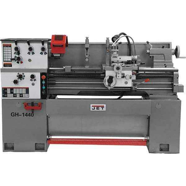 Jet - 14" Swing, 40" Between Centers, 230/460 Volt, Triple Phase Bench Lathe - 5MT Taper, 3 hp, 40 to 1,800 RPM, 1-1/2" Bore Diam, 30" Deep x 56-1/2" High x 74.8" Long - USA Tool & Supply