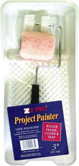 Premier Paint Roller - 14-3/4" Long, 3/8" Nap, Wall Paint Roller Set - 7-1/2" Wide, Steel Frame, Includes Paint Tray, Roller Cover & Frame - USA Tool & Supply