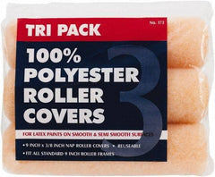 Premier Paint Roller - 3/8" Nap, 9" Wide Paint Roller Cover - Smooth Texture, Polyester - USA Tool & Supply