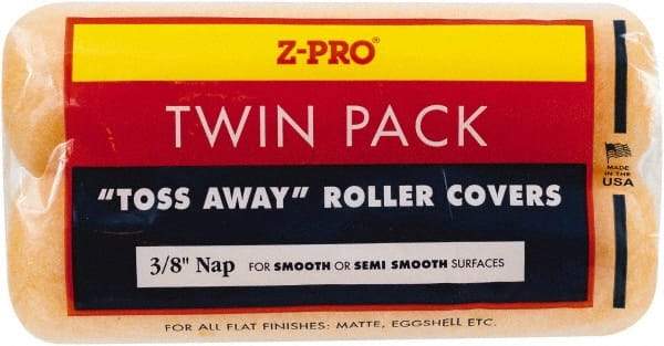Premier Paint Roller - 3/8" Nap, 9" Wide Paint Roller Cover - Semi-Smooth Texture, Polyester - USA Tool & Supply