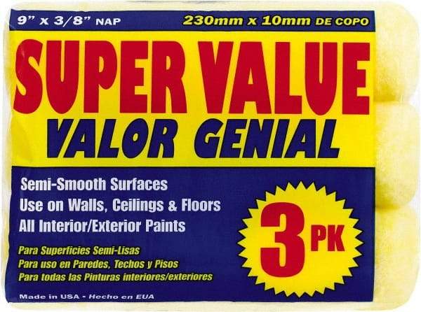 Premier Paint Roller - 1/2" Nap, 9" Wide Paint Roller Cover - Semi-Rough Texture, Polyester - USA Tool & Supply