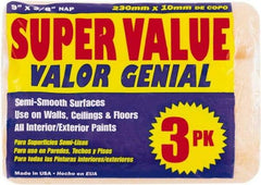 Premier Paint Roller - 3/8" Nap, 9" Wide Paint Roller Cover - Semi-Smooth Texture, Polyester - USA Tool & Supply