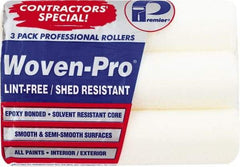 Premier Paint Roller - 3/8" Nap, 9" Wide Paint Roller Cover - Semi-Smooth Texture, Woven & Polyester - USA Tool & Supply