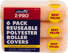 Premier Paint Roller - 3/8" Nap, 9" Wide Paint Roller Cover - Smooth Texture, Polyester - USA Tool & Supply