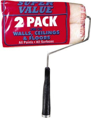 Premier Paint Roller - 12" Long, 3/8" Nap, Wall Roller & Frame Combo - 9" Wide, Plastic Frame, Includes Roller Cover & Frame - USA Tool & Supply