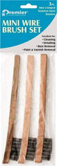 Premier Paint Roller - 3 Piece Stainless Steel Surface Preparation Wire Brush - 1/2" Bristle Length, 1/2" Wide, 8" OAL, Wood Block, Straight Wood Handle - USA Tool & Supply
