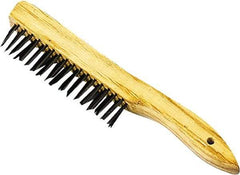 Premier Paint Roller - Steel Surface Preparation Wire Brush - 1" Bristle Length, 1" Wide, 10-1/2" OAL, Wood Block, Tapered Wood Handle - USA Tool & Supply