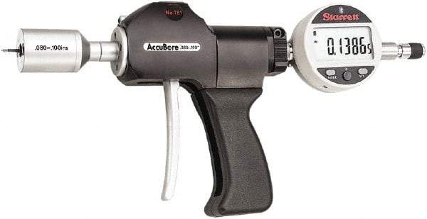 Starrett - Electronic Bore Gages Type: Pistol Grip Electronic Bore Gage Minimum Measurement (Decimal Inch): 0.0800 - USA Tool & Supply