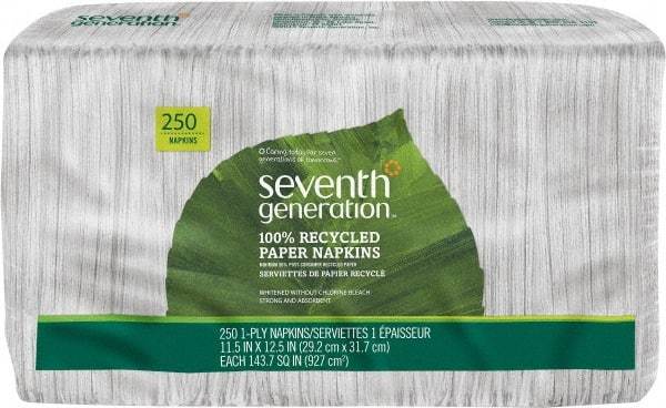 Seventh Generation - 12-1/2" Long x 11-1/2" Wide, Paper Napkins - 1 Ply, White - USA Tool & Supply