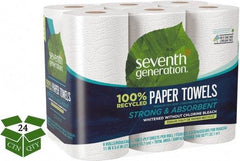 Seventh Generation - Perforated Roll of 2 Ply White Paper Towels - 11" Wide, No Added Dyes or Fragrances, 100% Recycled - USA Tool & Supply