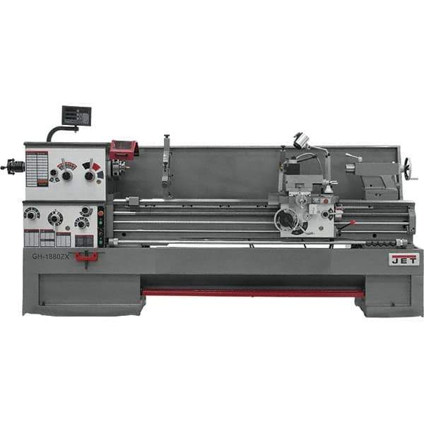 Jet - 18" Swing, 80" Between Centers, 230/460 Volt, Triple Phase Toolroom Lathe - 7MT Taper, 7-1/2 hp, 25 to 1,800 RPM, 3-1/8" Bore Diam, 44" Deep x 66" High x 136" Long - USA Tool & Supply