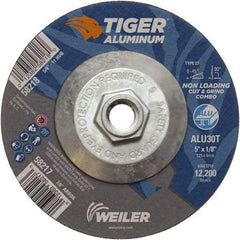 Weiler - 5" 30 Grit Aluminum Oxide/Silicon Carbide Blend Cutoff Wheel - 1/8" Thick, 5/8-11 Arbor, 12,200 Max RPM, Use with Angle Grinders - USA Tool & Supply