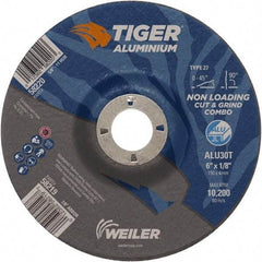 Weiler - 6" 30 Grit Aluminum Oxide/Silicon Carbide Blend Cutoff Wheel - 1/8" Thick, 7/8" Arbor, 10,200 Max RPM, Use with Angle Grinders - USA Tool & Supply