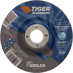 Weiler - 5" 30 Grit Aluminum Oxide/Silicon Carbide Blend Cutoff Wheel - 1/8" Thick, 7/8" Arbor, 12,200 Max RPM, Use with Angle Grinders - USA Tool & Supply