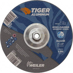 Weiler - 9" 24 Grit Aluminum Oxide/Silicon Carbide Blend Cutoff Wheel - 1/4" Thick, 5/8-11 Arbor, 6,600 Max RPM, Use with Angle Grinders - USA Tool & Supply