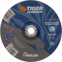 Weiler - 9" 24 Grit Aluminum Oxide/Silicon Carbide Blend Cutoff Wheel - 1/4" Thick, 7/8" Arbor, 6,600 Max RPM, Use with Angle Grinders - USA Tool & Supply