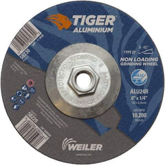 Weiler - 6" 24 Grit Aluminum Oxide/Silicon Carbide Blend Cutoff Wheel - 1/4" Thick, 5/8-11 Arbor, 10,200 Max RPM, Use with Angle Grinders - USA Tool & Supply