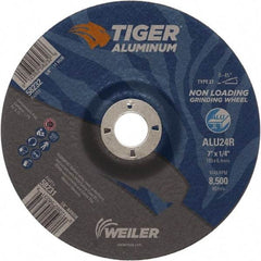 Weiler - 7" 24 Grit Aluminum Oxide/Silicon Carbide Blend Cutoff Wheel - 1/4" Thick, 7/8" Arbor, 8,500 Max RPM, Use with Angle Grinders - USA Tool & Supply