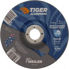 Weiler - 6" 24 Grit Aluminum Oxide/Silicon Carbide Blend Cutoff Wheel - 1/4" Thick, 7/8" Arbor, 10,200 Max RPM, Use with Angle Grinders - USA Tool & Supply