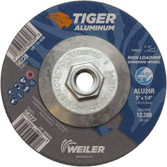 Weiler - 5" 24 Grit Aluminum Oxide/Silicon Carbide Blend Cutoff Wheel - 1/4" Thick, 5/8-11 Arbor, 12,200 Max RPM, Use with Angle Grinders - USA Tool & Supply