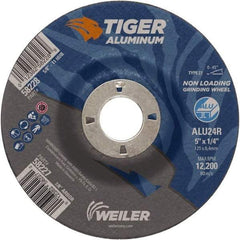 Weiler - 5" 24 Grit Aluminum Oxide/Silicon Carbide Blend Cutoff Wheel - 1/4" Thick, 7/8" Arbor, 12,200 Max RPM, Use with Angle Grinders - USA Tool & Supply