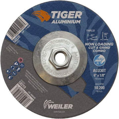 Weiler - 6" 30 Grit Aluminum Oxide/Silicon Carbide Blend Cutoff Wheel - 1/8" Thick, 5/8-11 Arbor, 10,200 Max RPM, Use with Angle Grinders - USA Tool & Supply