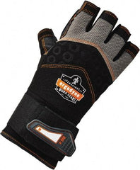 Ergodyne - Size XL (10) Polyester Blend Work Gloves - Palm Coated, Hook & Loop Cuff, Half Fingered, Black, Paired - USA Tool & Supply