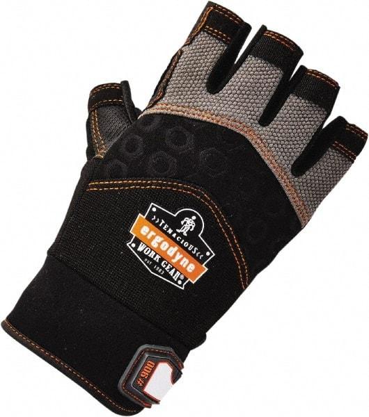 Ergodyne - Size S (7) Polyester Blend Work Gloves - Palm Coated, Hook & Loop Cuff, Half Fingered, Black, Paired - USA Tool & Supply